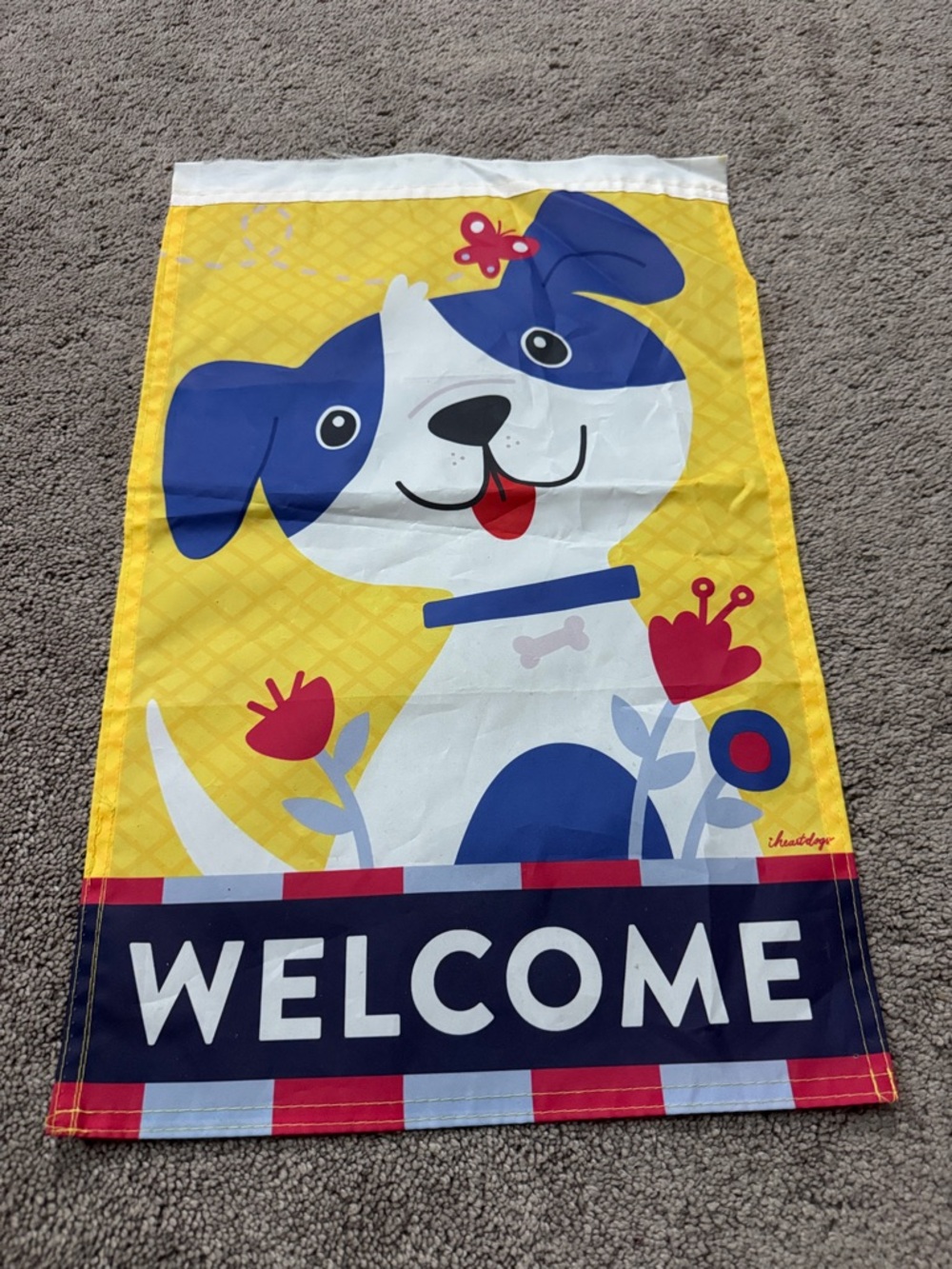 Welcome Dog Garden Flag Puppy Outdoor Yard Decor Colorful Spring Summer Banner